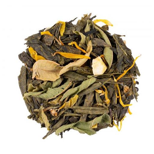 Zöld tea mandarin és grapefruit ízzel – frissítő, gyümölcsös citrusos zöld tea 100g – Mellow Mandarine